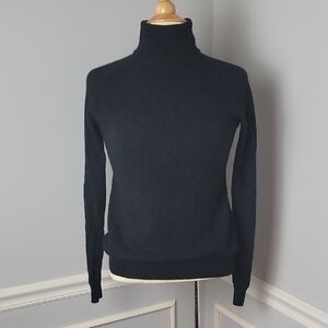 PRESWICK & MOORE 100% Cashmere Black Preppy Capsule Classic Turtleneck Sweater S
